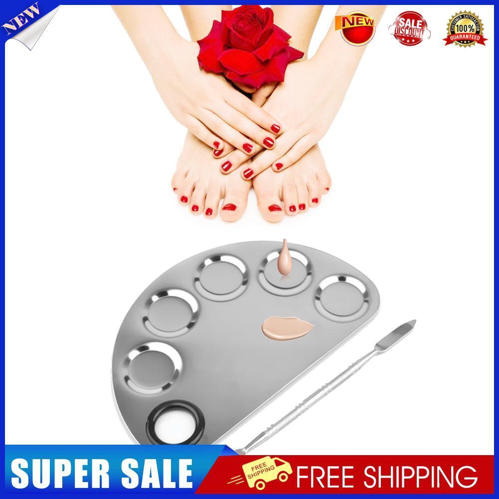 Stainless Steel Makeup Beauty Artist Nail Eye Shadow Mixing Palette Spatula