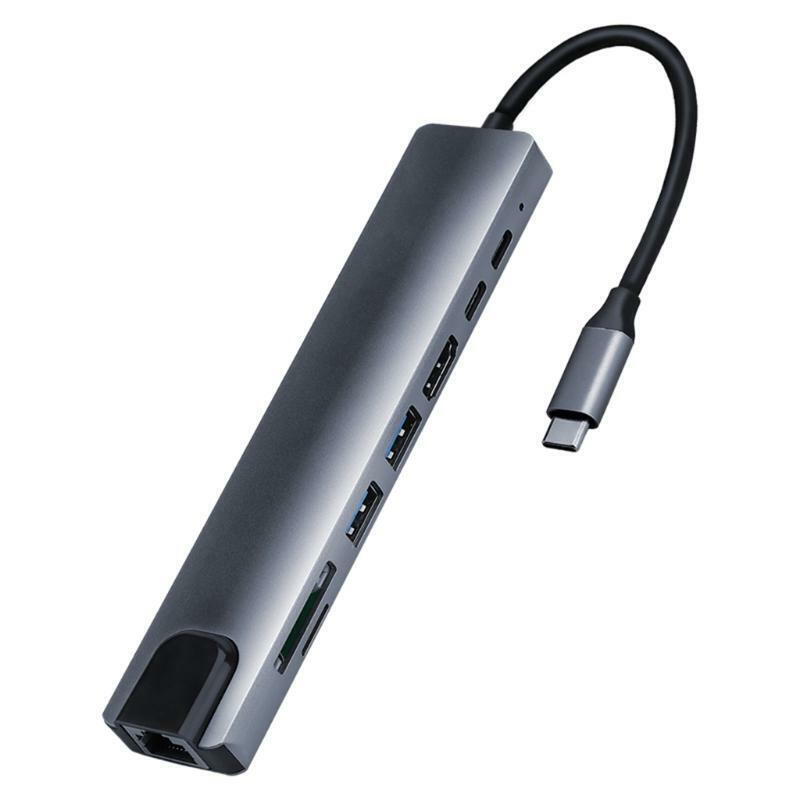 8-in-1 Type C Hub Laptop Computer Peripheral Docking Station USB Adapter