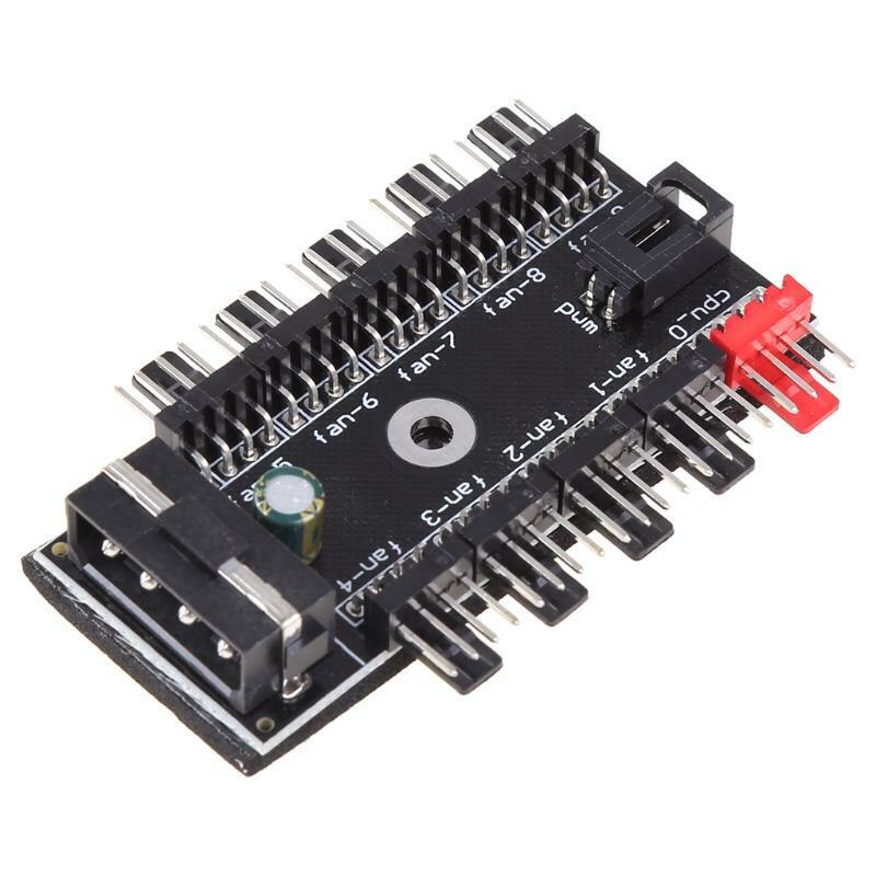 IDE Molex 1 To 10 Way PWM Cooling Fan Hub 4-Pin 12V Power Socket PCB Adapter