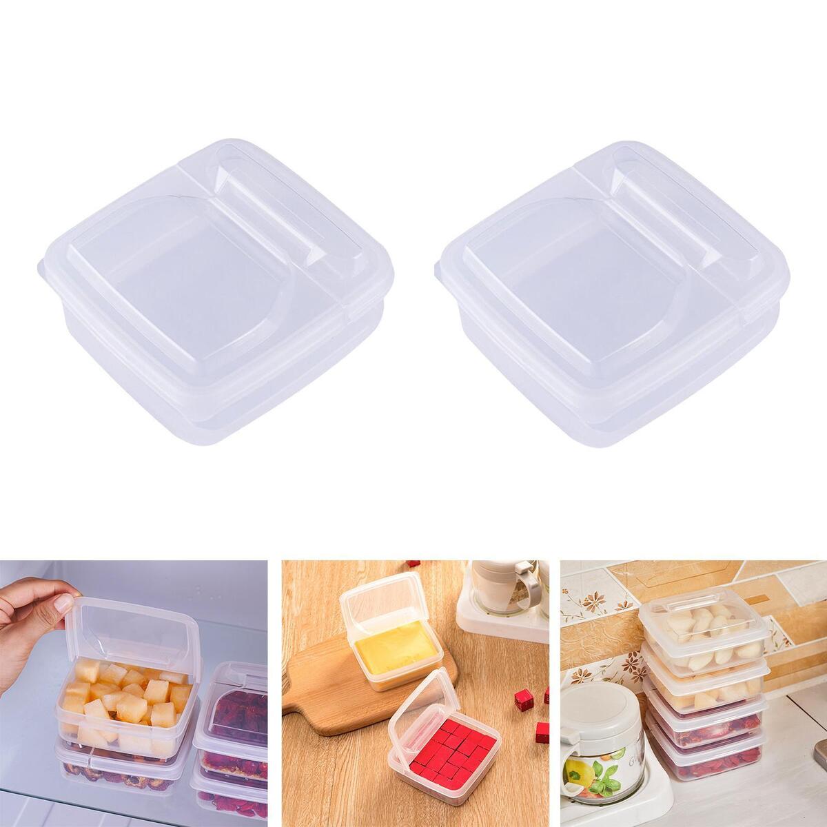 2Pcs Refrigerator Container Airtight Plastic Storage Containers Food