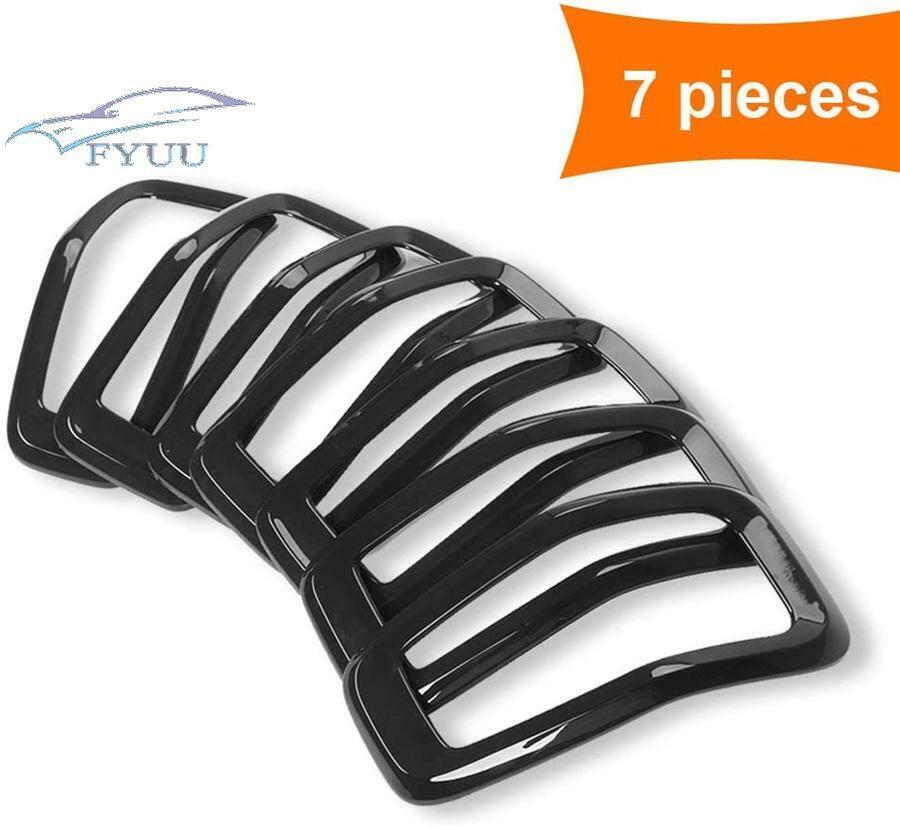 7 Pcs Black ABS Car Front Grille Inserts Ring Trim Cover For Jeep Cherokee 14-18