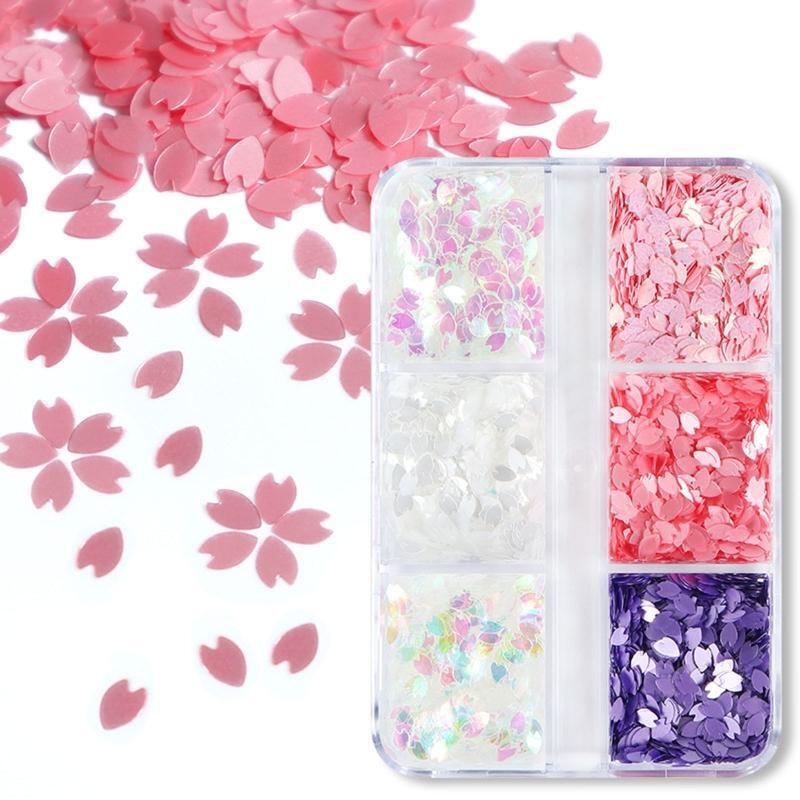 6 Grids Boxed Mixed Cherry Blossom Petal Manicure Decorative Sequins for Women