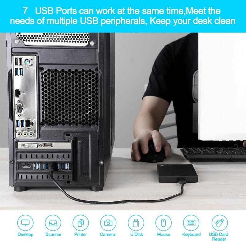5G Usb 3.0 Pcie Card 7-port PCI-E to USB3.0 Type C Expansion Adapter Card for PC