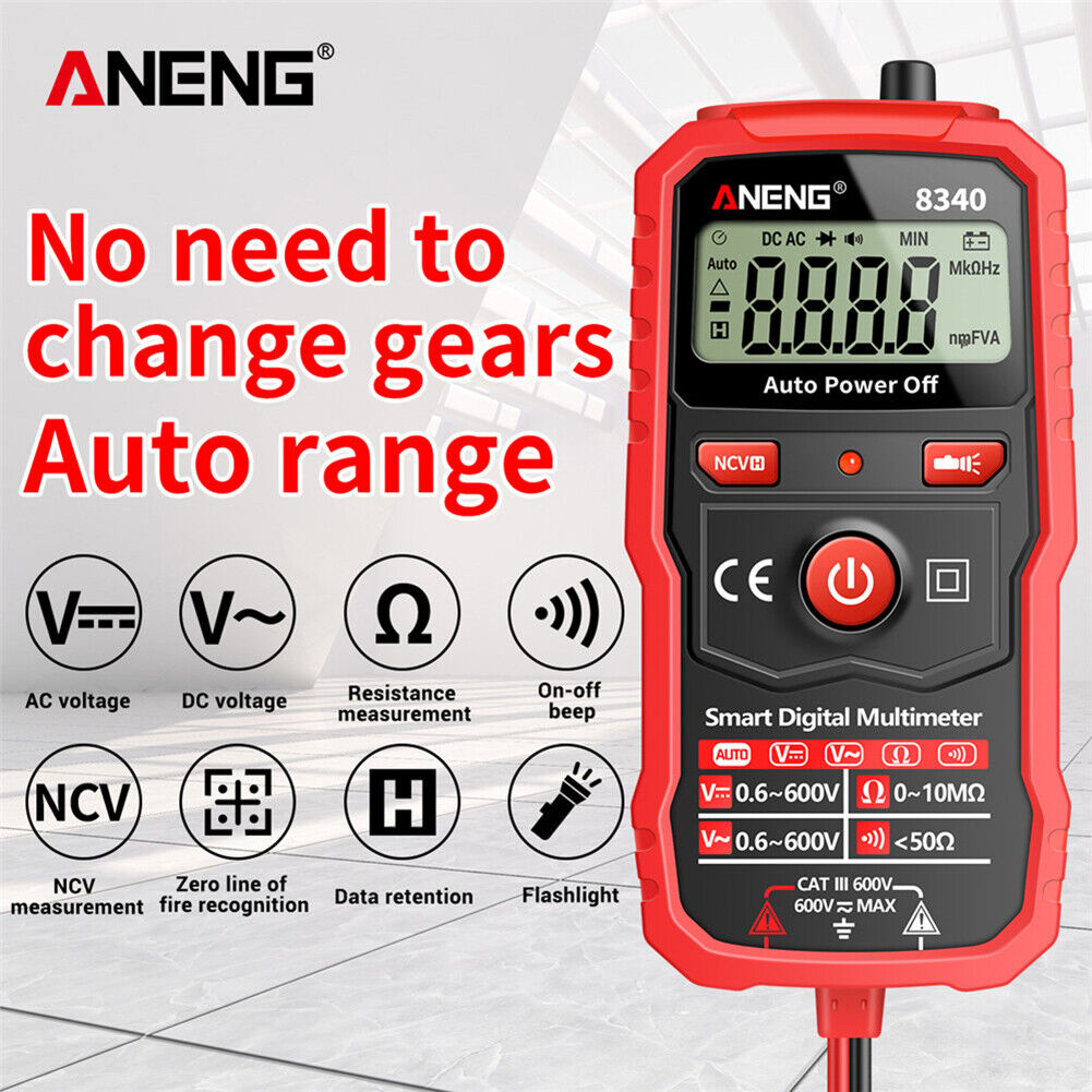 8340min LCD Digital Multimeter Ohm Meter with NCV Zero Fire Wire Tester