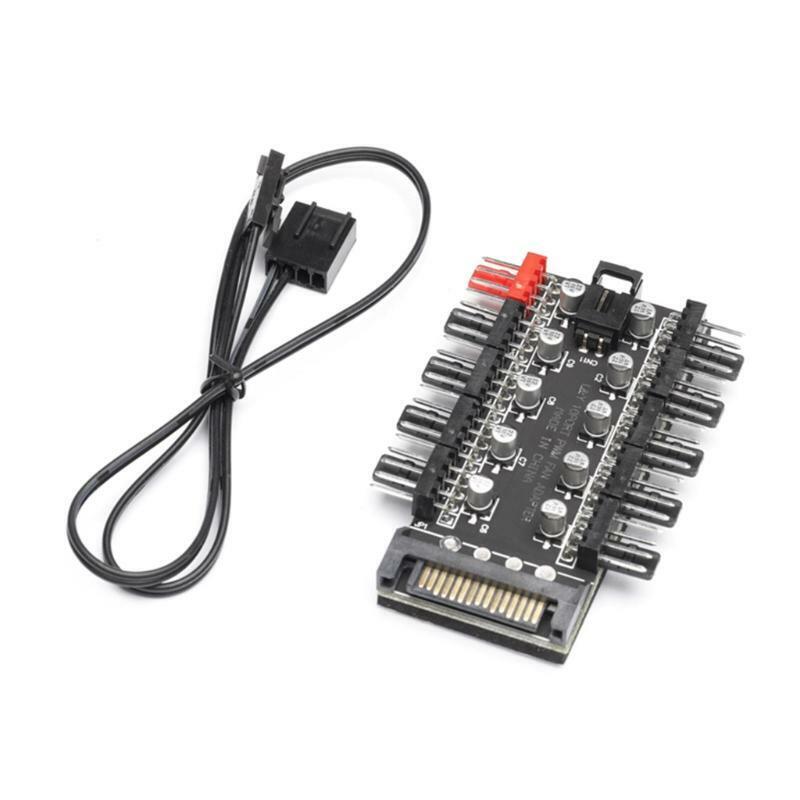Fan Hub Splitter Adapter Socket 4Pin/SATA Fan Speed Controller Adapter 1 to 10