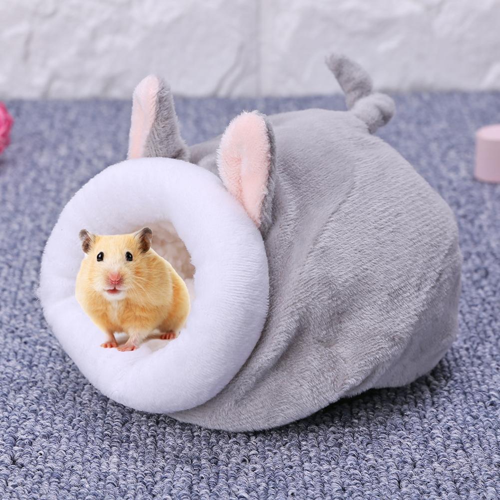 Pet Sleeping House Warm Hamster Puppy Kitten Bed Soft Nest Kennel (Grey)