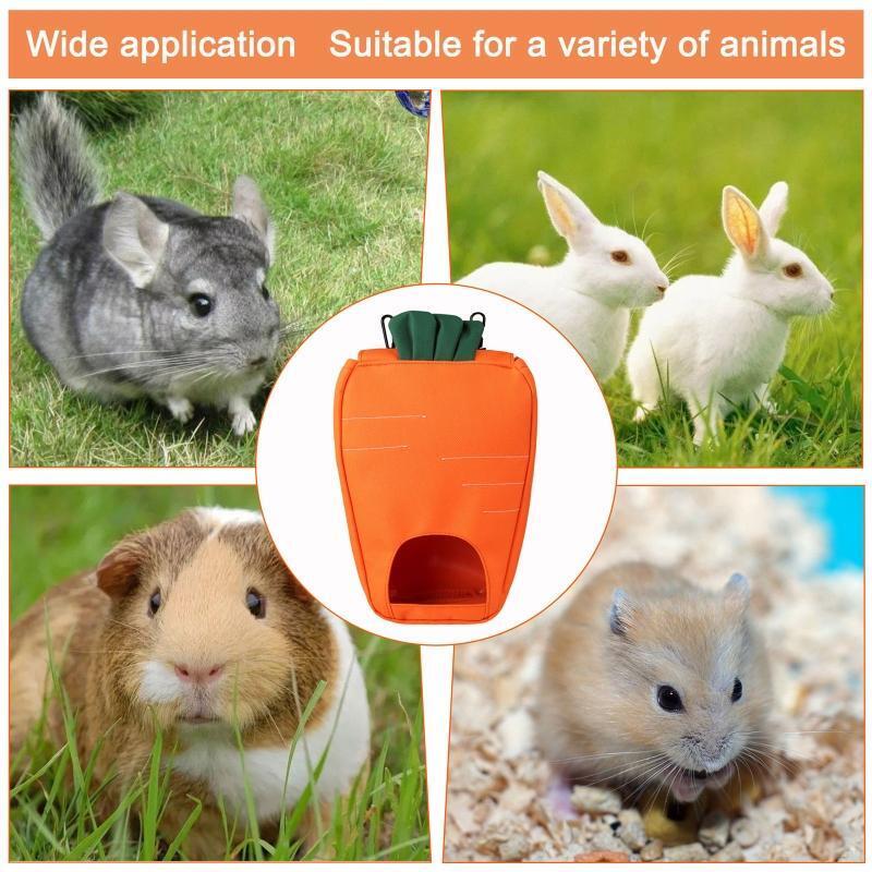 Rabbit Hay Feeder Carrot Shaped Bag Hanging Feeding Storage Sacks for Guinea Pig