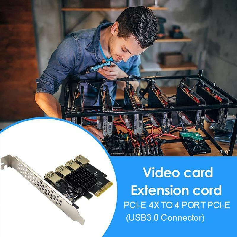 PCIe to PCIe Adapter PCI-Express 1x to 16x 1 to 4 USB3.0 Mining Riser Card PCI-e