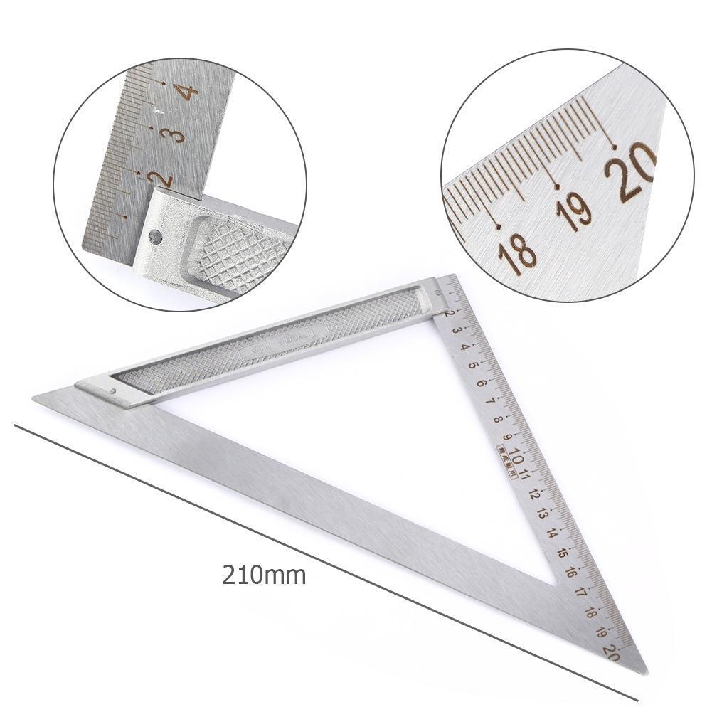 90 Right Angle Stainless Steel Triangle Ruler Woodworking Drawing Tools (L)