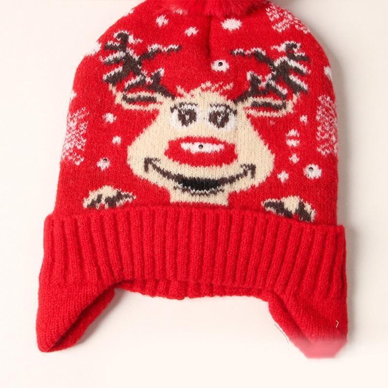 3pcs/set Led Christmas Antlers Children Hat Scarf Gloves Gift Box for Birthday