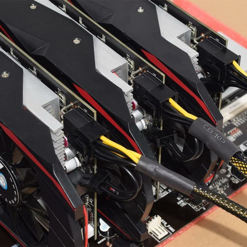 6 Pin to Dual PCIe 8 Pin Extension Cable for Mining Video Card Braided Sleeves