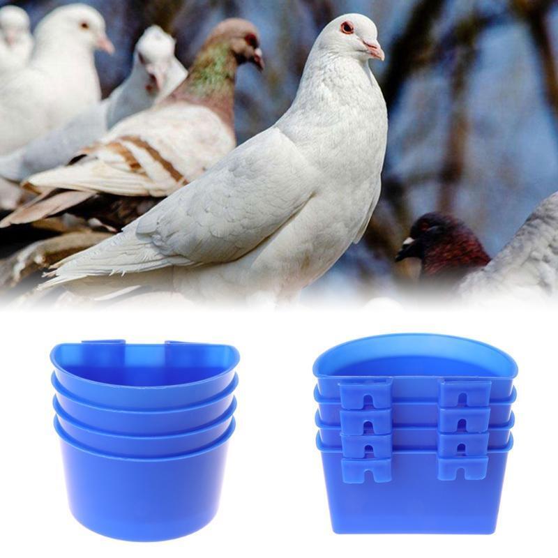 4pcs Pigeon Feeder Water Food Feeding Birds Parrots Hanging Cage Semicircle Bowl