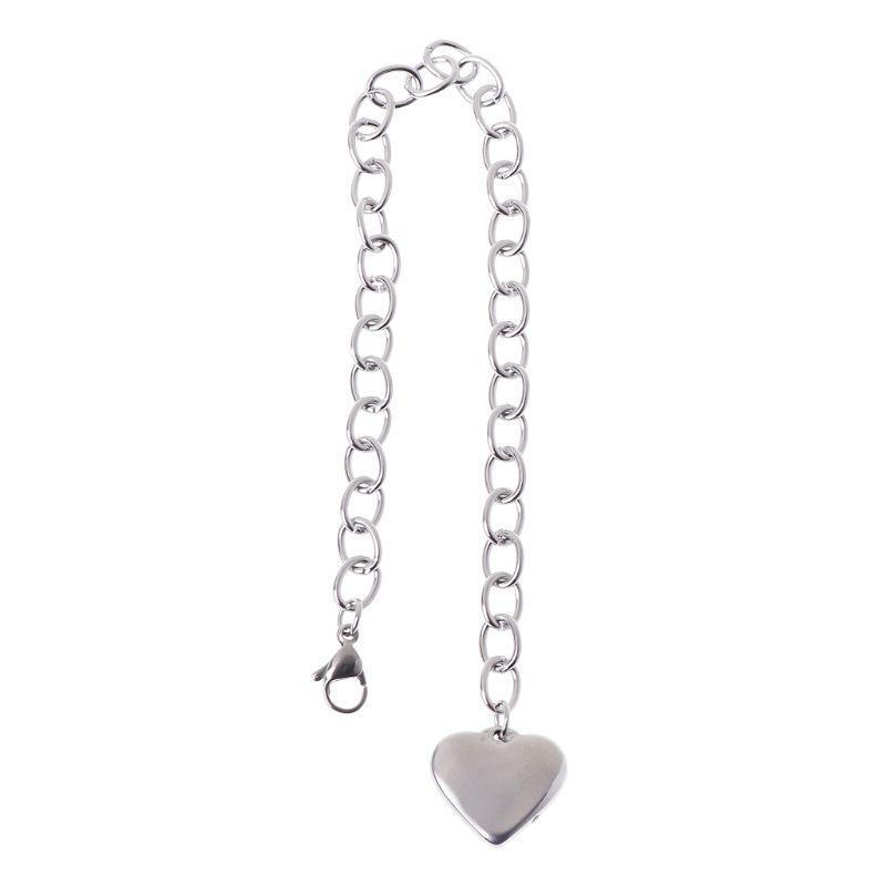 Stainless Steel Chain Link Bracelets for Women with Finish Heart Charm Bracelet