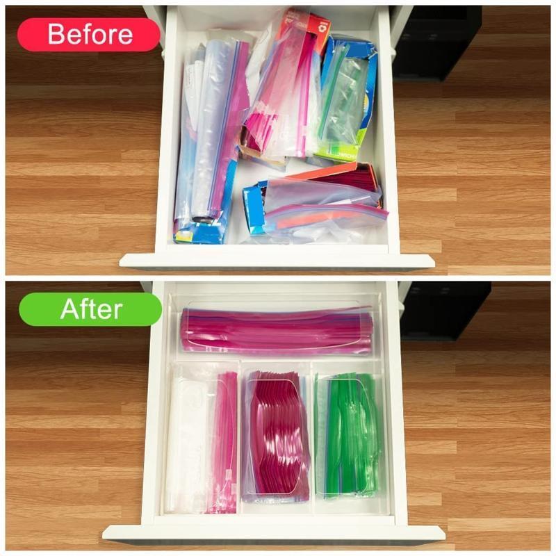 Acrylic Ziplock Bag Storage Box Dispenser Food Storage Bag Case Organizer