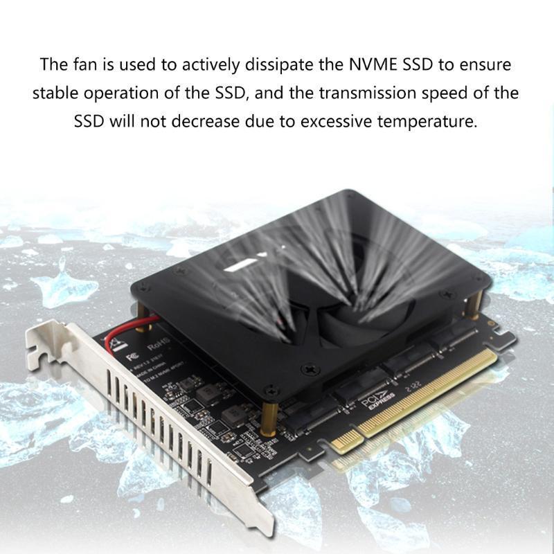 PCI-E Split Card PCI-E 4.0 X16 to NVME M.2 M Key 4 SSDs RAID Array Adapter Card