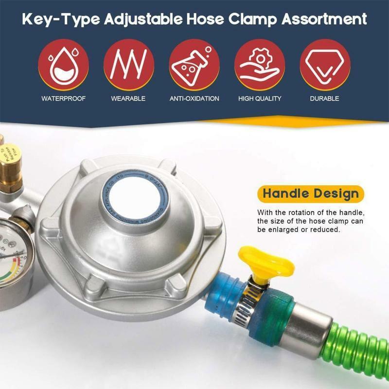 60 Pieces Worm Gear Hose Clamp Adjustable Key-Type Hose Clamp Rust-proof