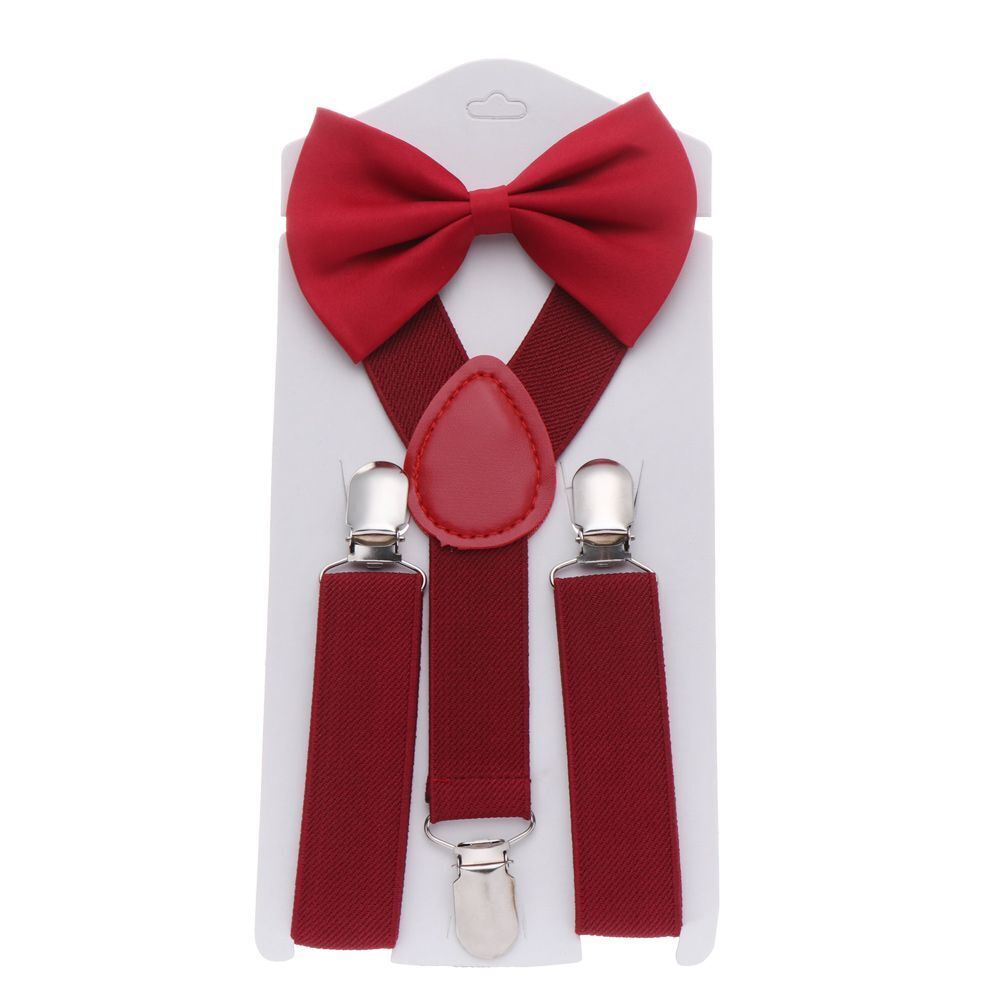 Color Hair Bow Set Printed Bow Tie Cow Tie Belts Elastic Braces Kids Suspenders