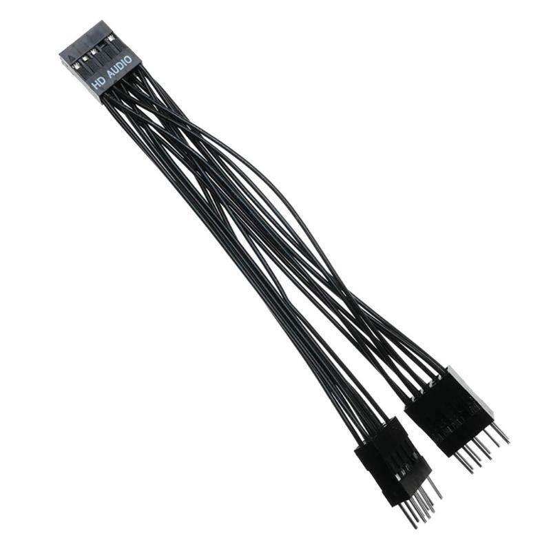 Audio Y Splitter Cable 9Pin Female to 2 Male for PC Motherboard Extension Cable