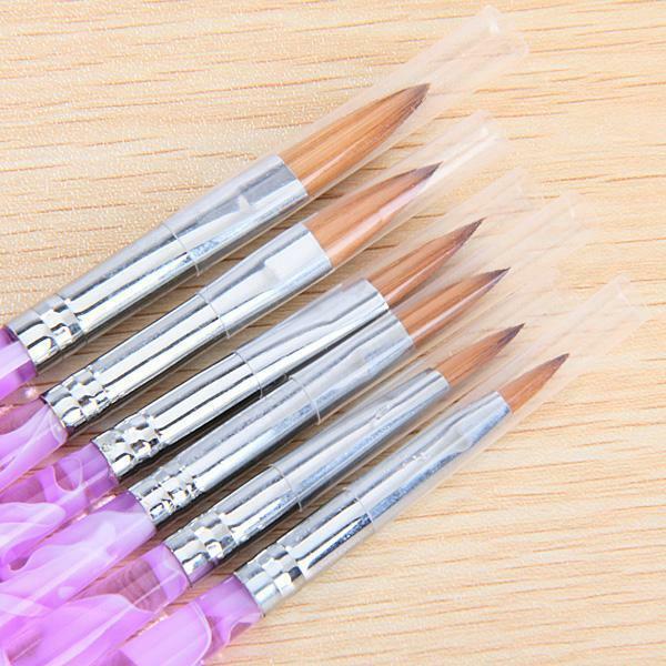 Acrylic Nail Art UV Gel Carving Pen Brush Liquid Powder DIY Pack of 6