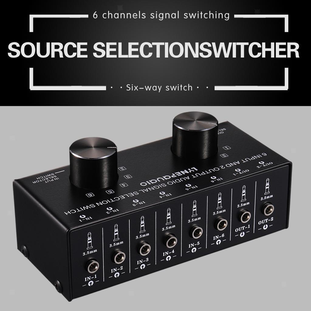 3.5mm 6 Input 2 Output Port AV  Video Switcher Switch Selector Box