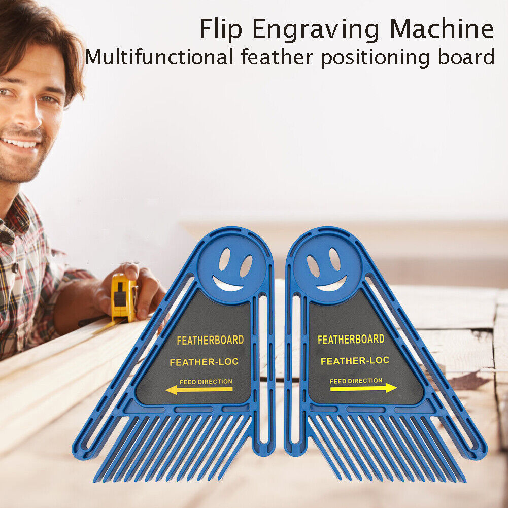 Double Featherboard Set Miter Gauge Slot Woodwork DIY Safety Tool (Blue)