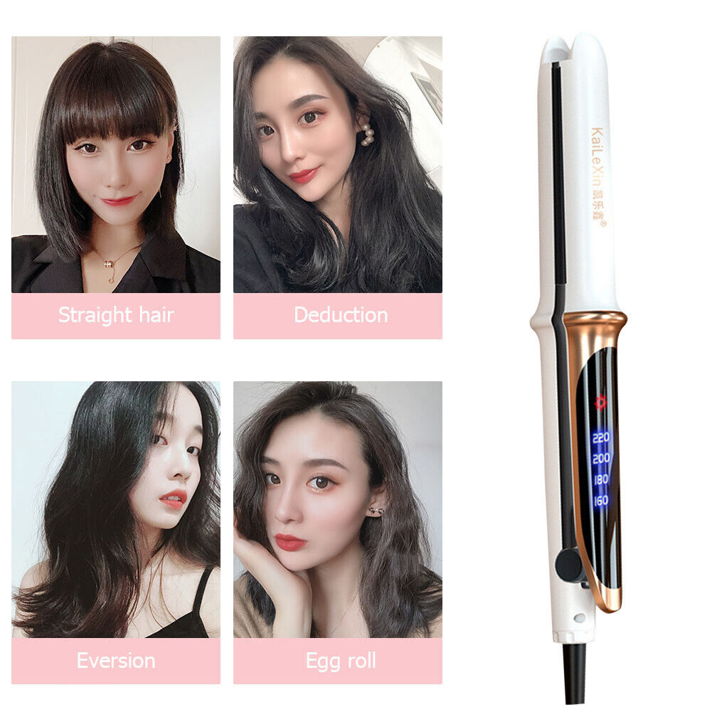 Dual Use Hair Straightener Roller Four-Gear Temperature Heat Curler (White)