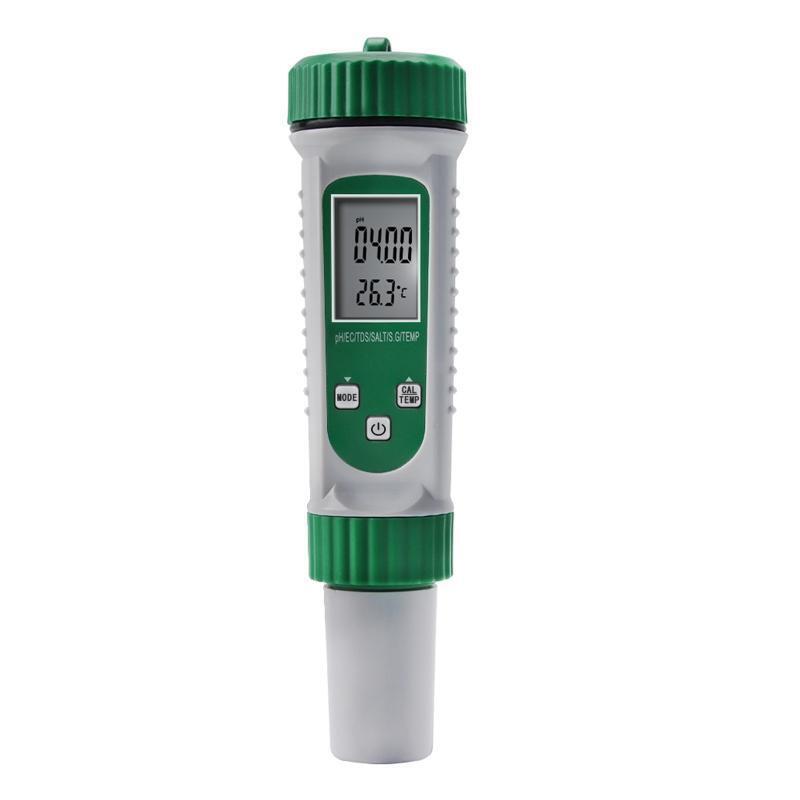 6 in 1 Water Quality Monitor PH/EC/TDS/SALT/S.G/Temperature Meter for Household