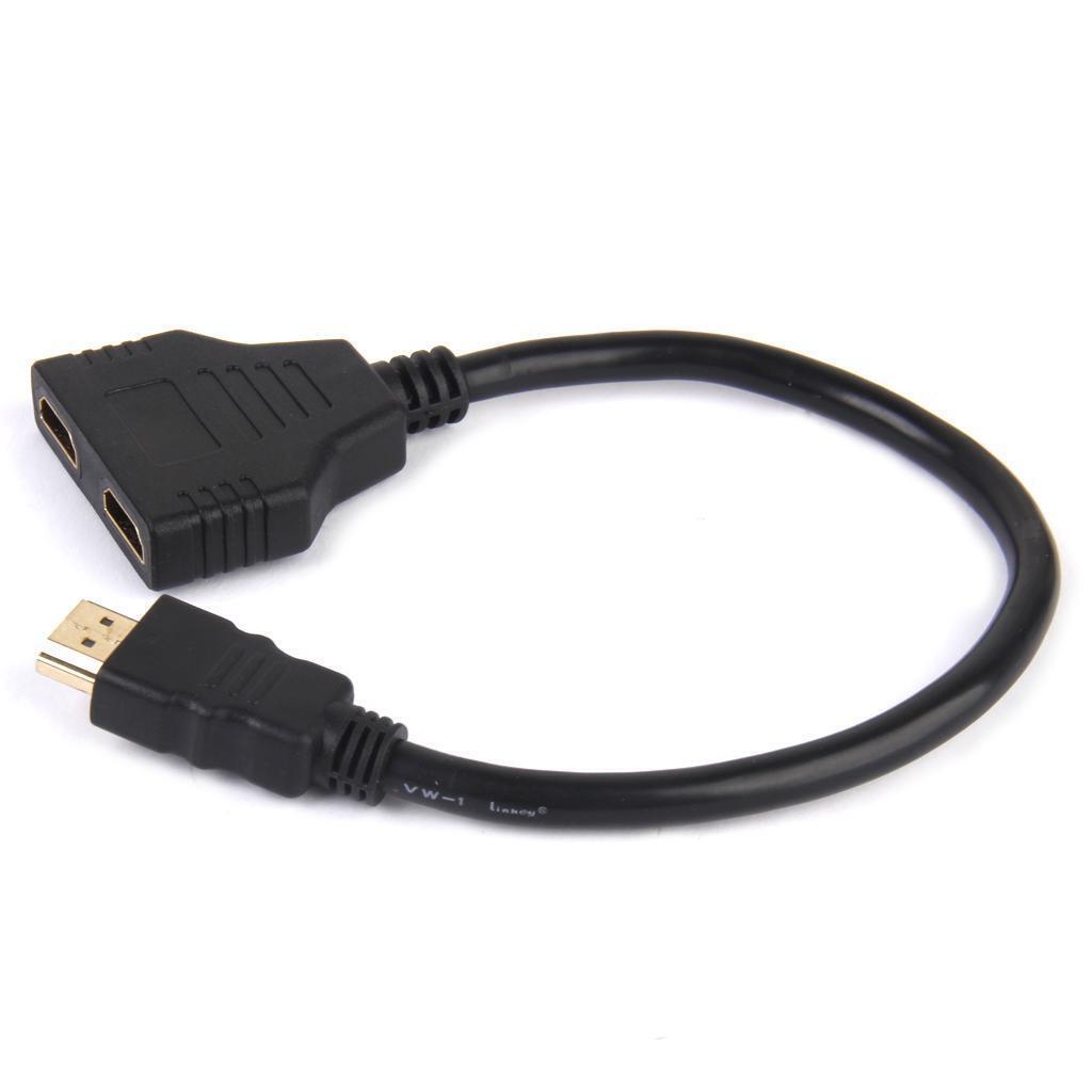 HDMI Male to 2 Female Adapter Cable Converter for HDTV LCD Monitor