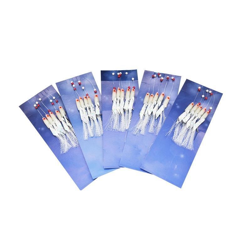 5 Pcs Fishing Lures Bait Luminous Fishing Hook Feathers Bass Cod Fishing Lures