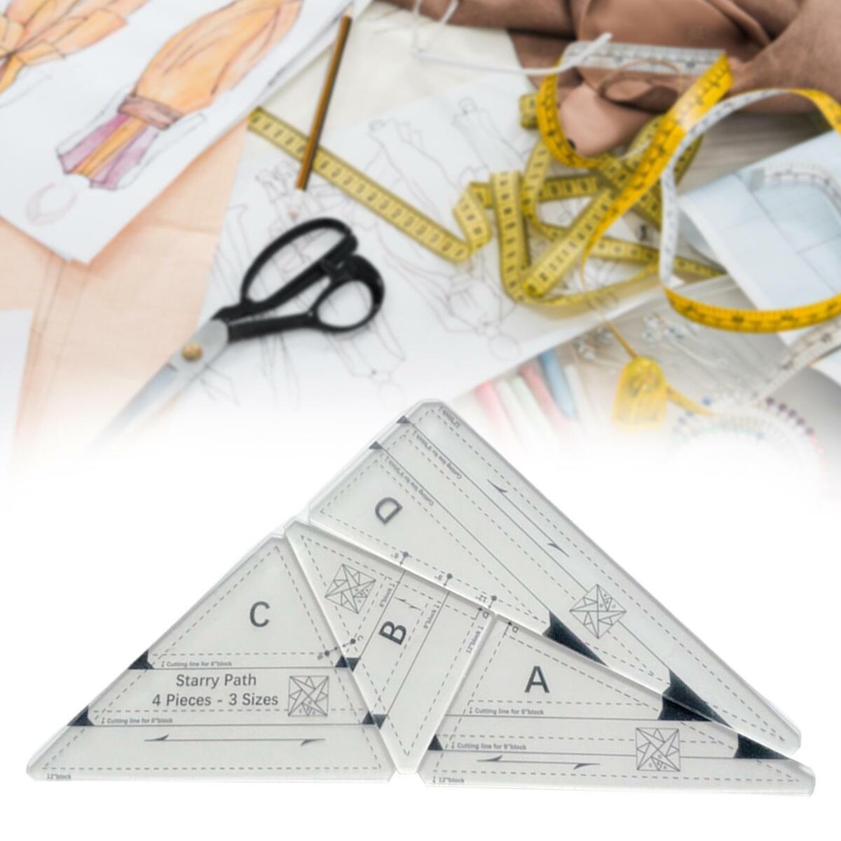 Set of 4 Triangle Quilting Ruler Sewing Craftwork for
