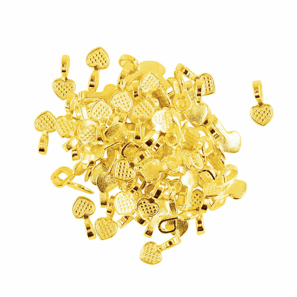 100PCs  Heart Glue on Bails 8mm Pendant Cabochon Jewellery Findings