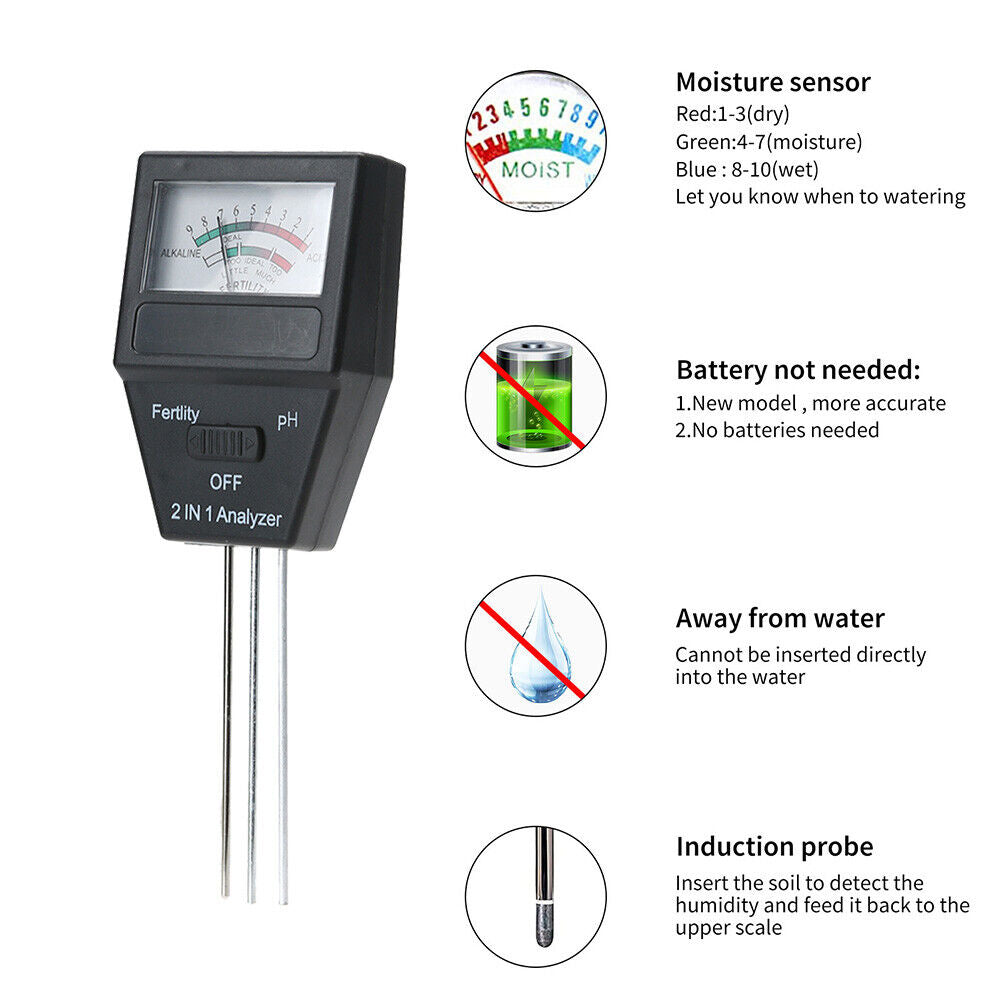 2 in 1 Moisture PH Monitor Detector Acidity Tester Fertility Acidity Tester
