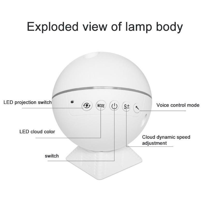 Car USB LED Star Night Light Projector Atmosphere Lamp Star Voice Control Lights