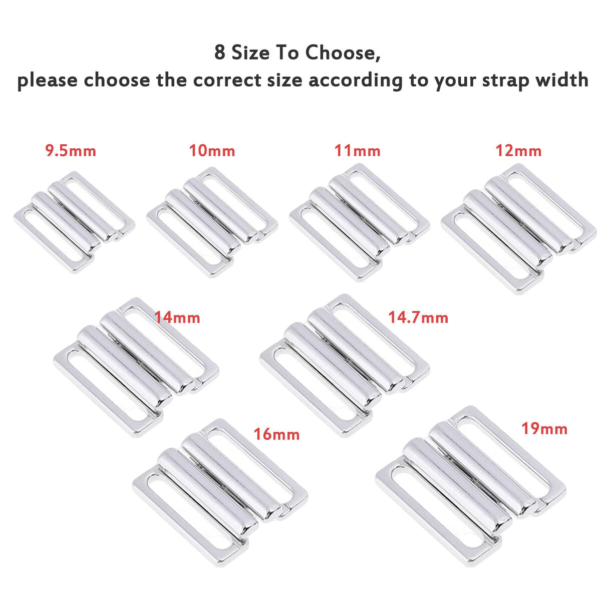 10  BIKINI  Hook &    Strap Bra Fastener Swimwear 14mm