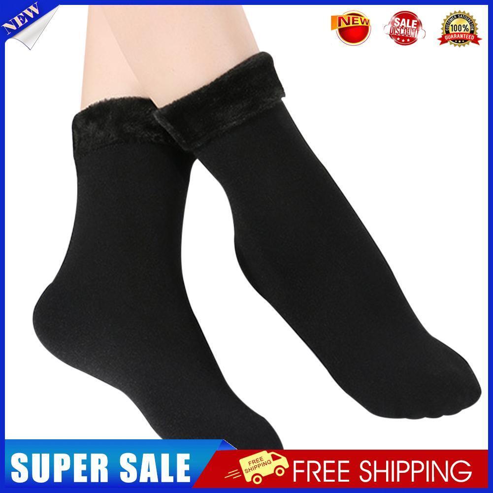 Women Men Warm Thick Solid Thermal Snow Winter Floor Sleeping Socks (Black)
