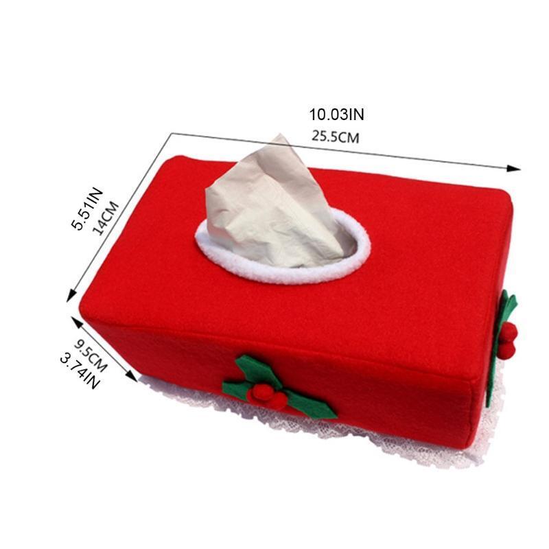 Christmas Tissue Box Red Berries Green Leaves Non Woven Fabric Napkin Case