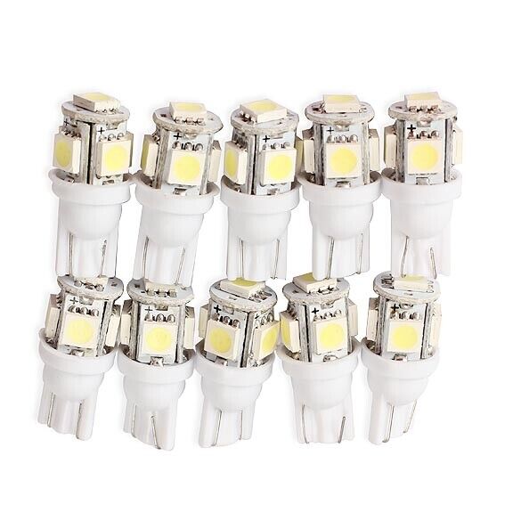 10PCS T10 5050 5SMD LED White Light Car Side Wedge Tail Light Lamp Bright