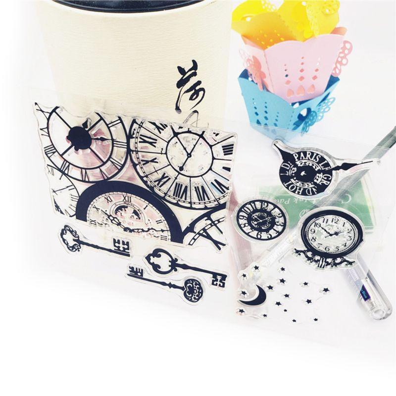 Clock Key Silicone Clear Seal Stamp DIY Scrapbooking Embossing Photo Album Paper
