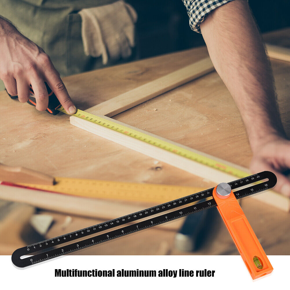 Angle Ruler Gauge Sliding T-Bevel Wooden Marking Protractor with Bubble (L)