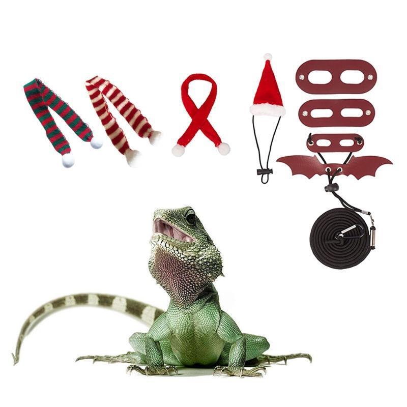 Bearded Dragon Harness Leash Set Adjustable for Small Pet Christmas Costume
