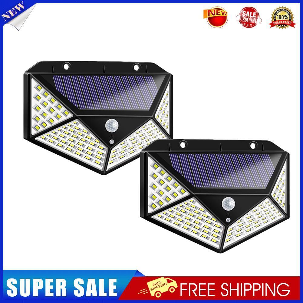 2pcs 100LED Solar Wall Lamp Waterproof Garden Wide Angle Motion Sensor Lamp