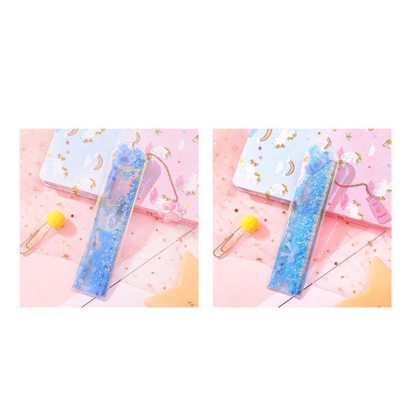 Exquisite Straight Ruler Flurescent Quicksand Deisgn Creative Plastic Ruler