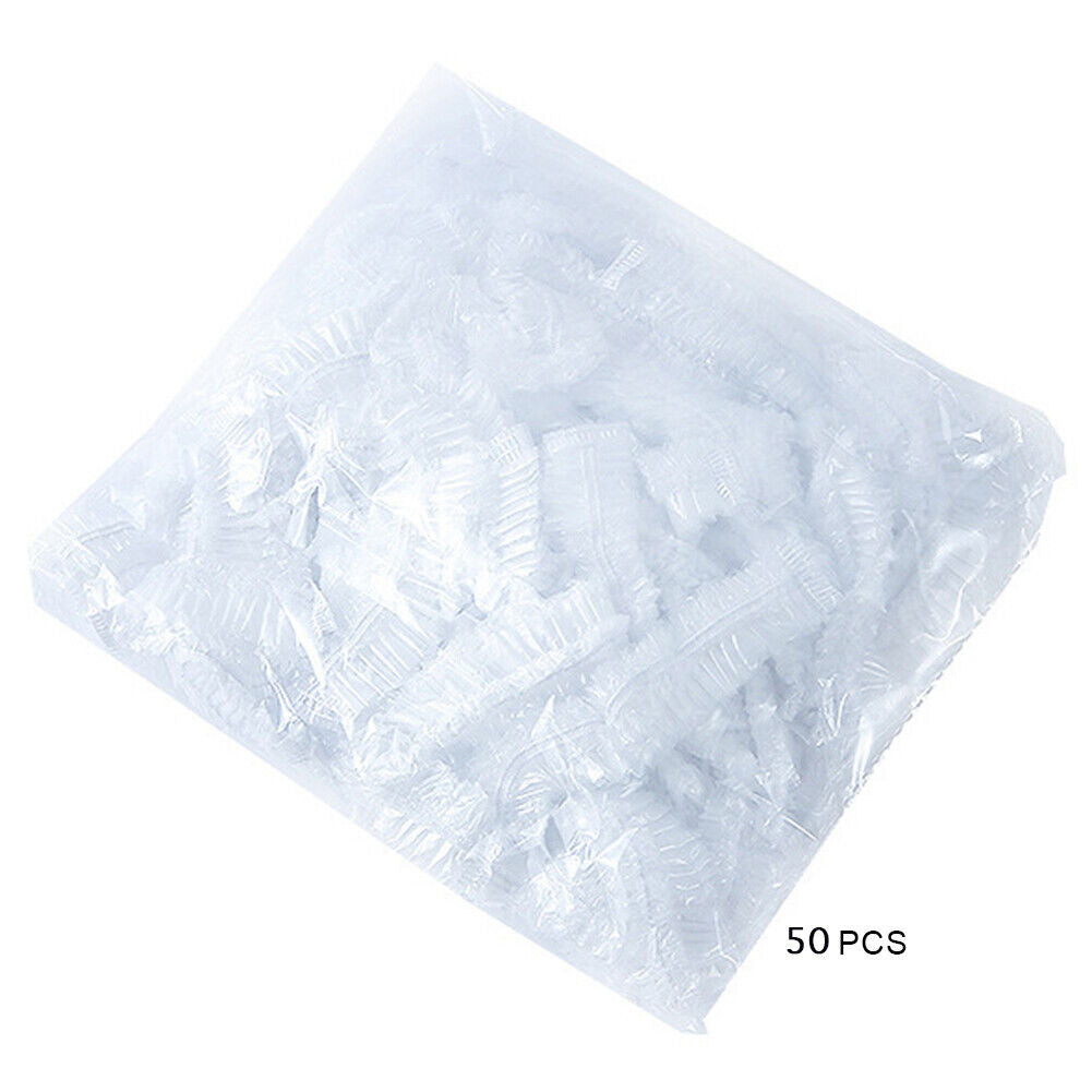 50pcs Disposable Food Cover Plastic Wrap Elastic Food Dish Plate Cling Film