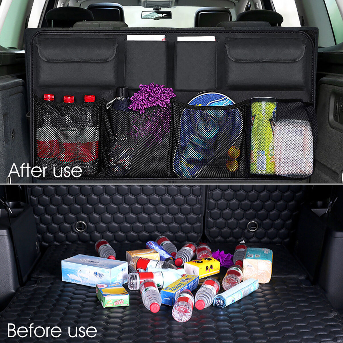 Car Trunk Hanging Organizer & Storage Bag Foldable Large Capacity Pouch