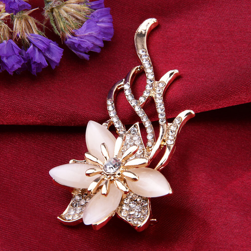 Chic Flower Crystal Enamel Brooch Clothing Pin Suits Dress Banquet Gift