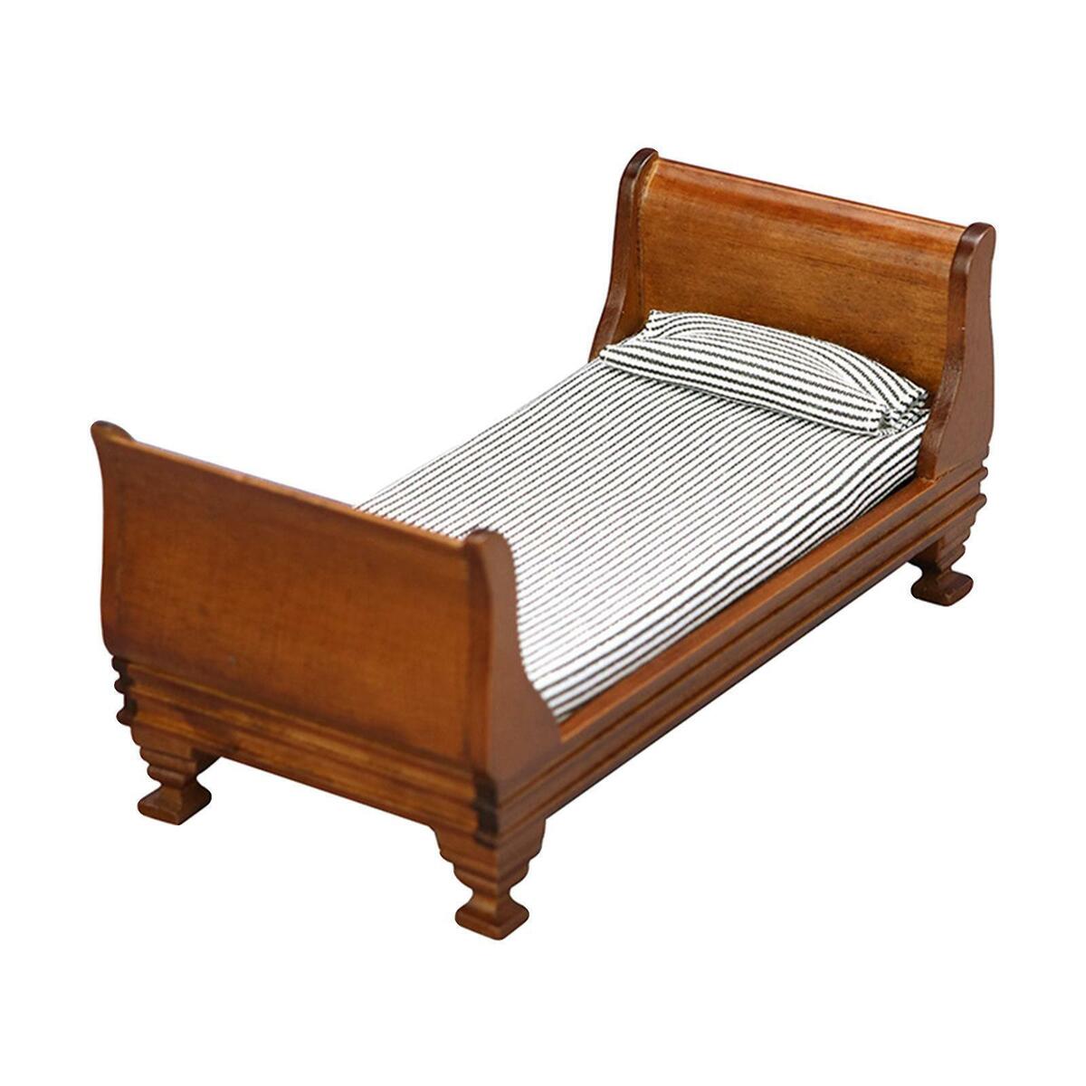 2pcs  House Wooden Bed w/ Rocking  Scenery Furniture Decor