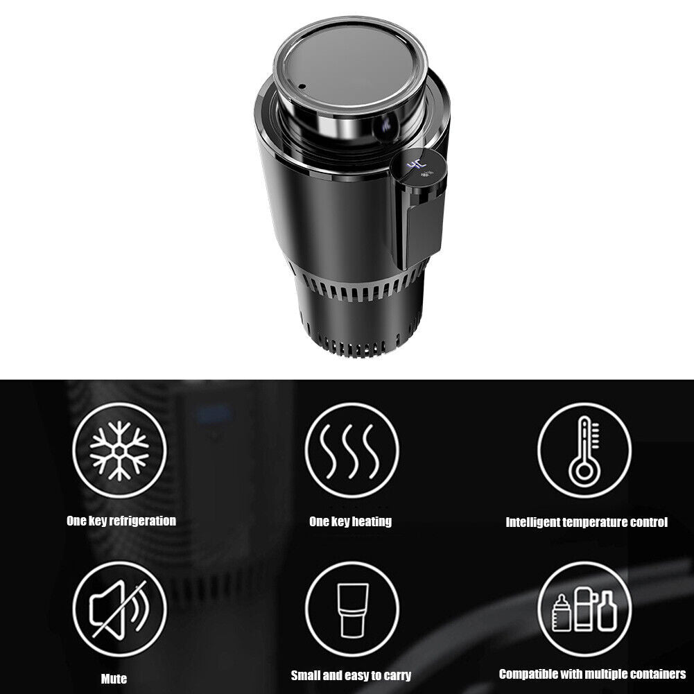12V 2 in 1 Car Cup Holder Cooler Warmer for Drink Can Baby Bottle (Black)