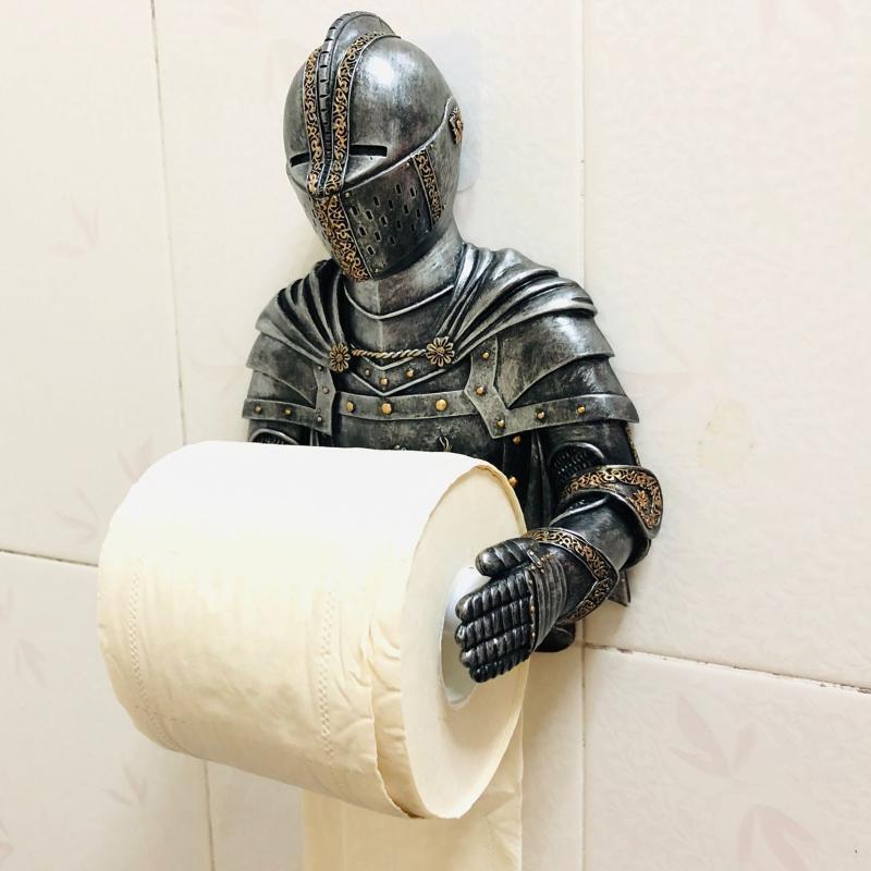 Creative Tissue Roll Dispenser Medieval Statue Knight Paper Towel Holder