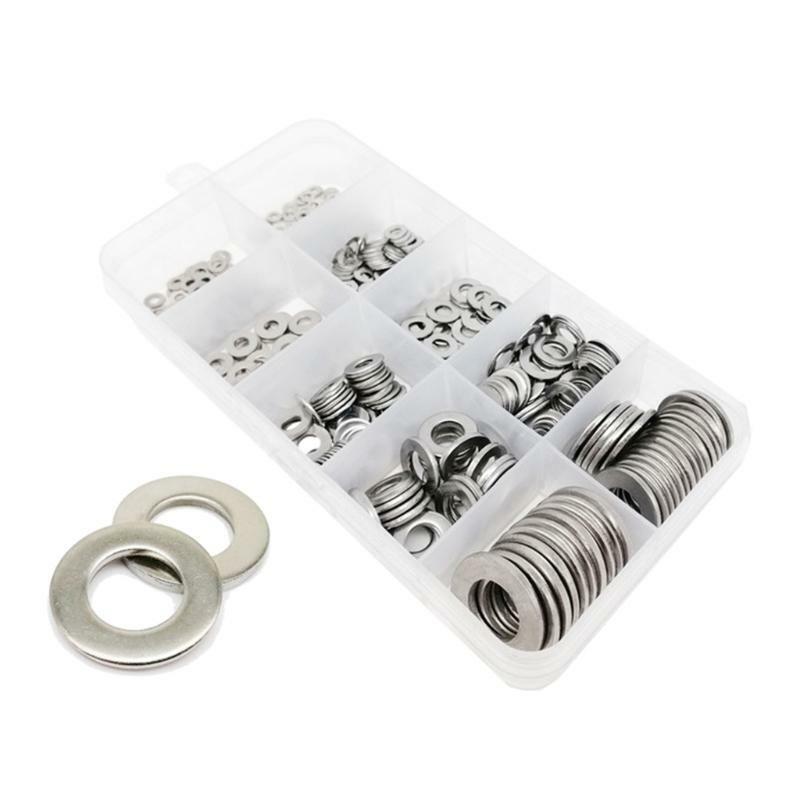 550pcs Metal Gasket Washer Assortment 9 Sizes M2 M2.5 M3 M4 M5 M6 M8 M10 M12