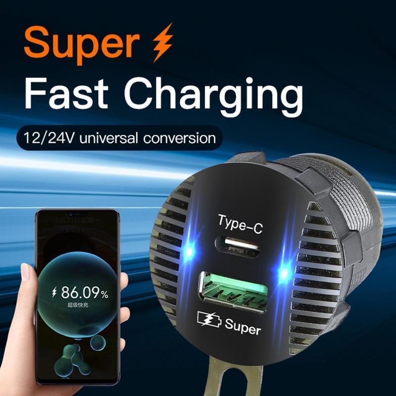 12-24V Car Charger Type C USB Power Socket Female with Cap 12V/24V Marine